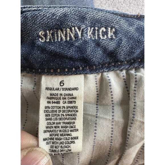 American Eagle Outfitters Skinny Kick Bootcut Jeans Womens 6 Blue Distressed - Picture 11 of 16